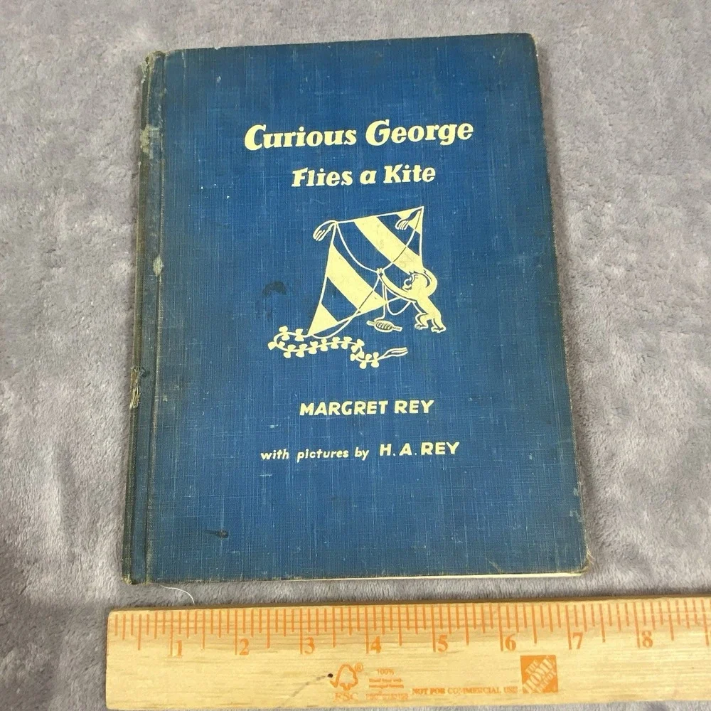 Vintage Curious‎ George Flies A Kite 1958 First Edition Margret Rey Hardcover